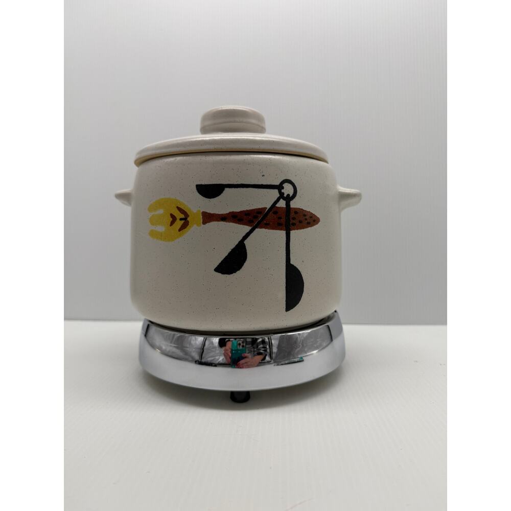 Vintage West Bend Electric Buffet Patio Server Stoneware Crockpot & Burner w/Box